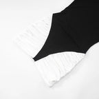 Black-White Panel Sleeveless Gathered Halter Mini Dress Avalabel