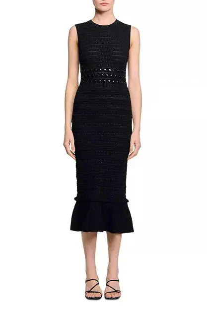 valerie Studded Knit sleeveless Midi Dress in black Avalabel