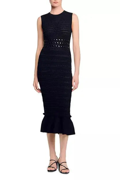 valerie Studded Knit sleeveless Midi Dress in black Avalabel