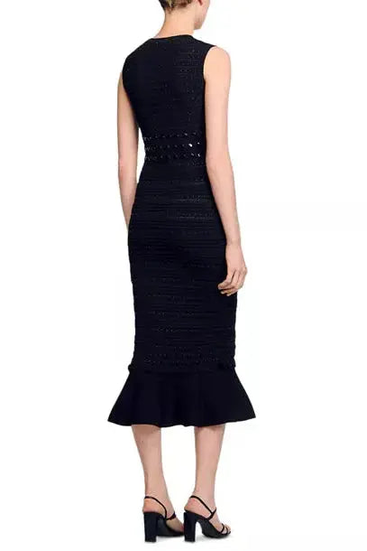 valerie Studded Knit sleeveless Midi Dress in black Avalabel