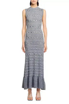 valerie Studded Knit sleeveless Midi Dress in gray Avalabel