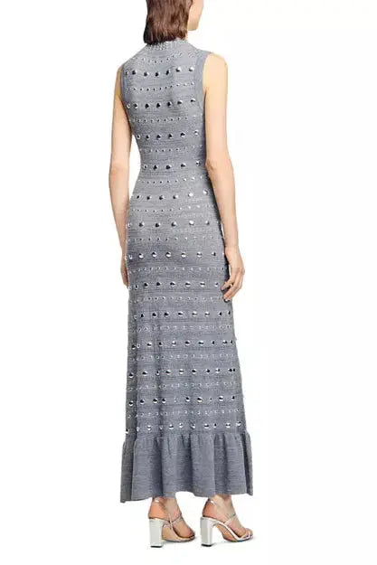 valerie Studded Knit sleeveless Midi Dress in gray Avalabel