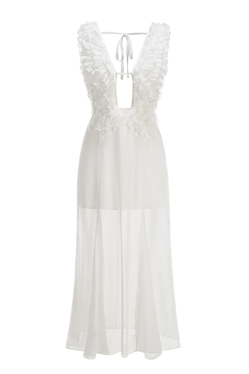Charlotte Pleat Ruffle Maxi Dress in White Avalabel