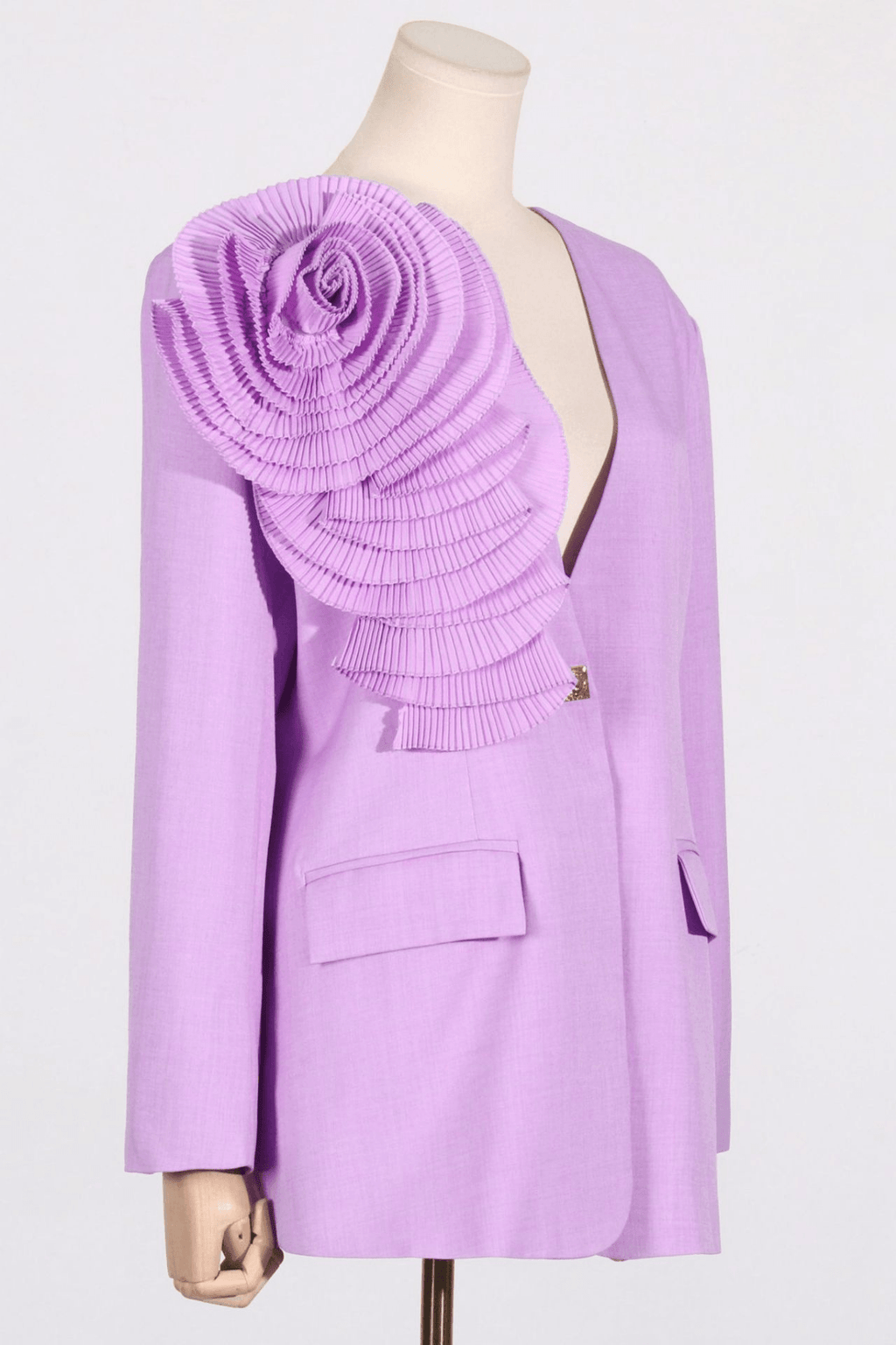 Jane Lavender 3D Ruffle Flower Blazer Avalabel