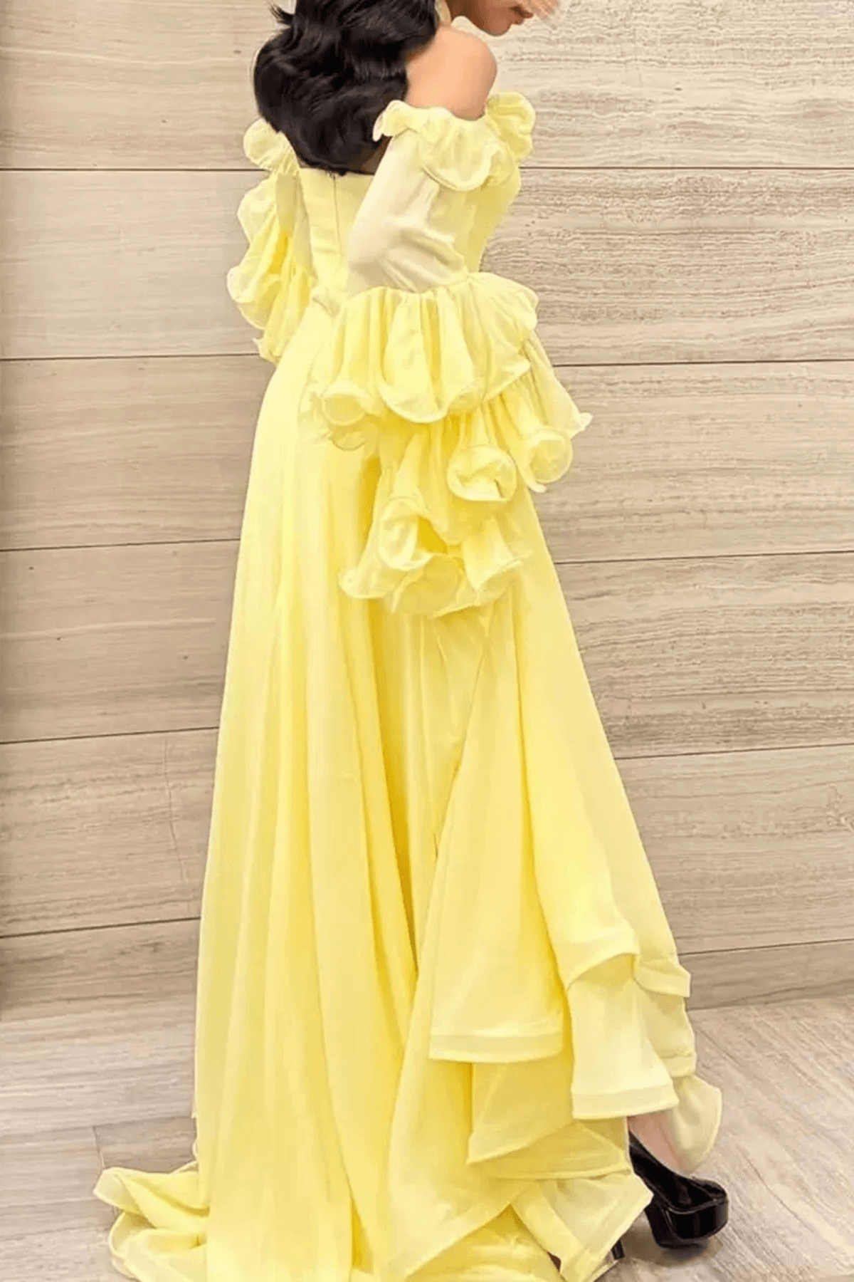 Sylvia Halter Neck Floral Applique Ruffle Dress Avalabel