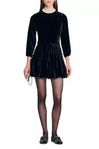 sheila Beaded Velvet puffy mini Dress in black Avalabel