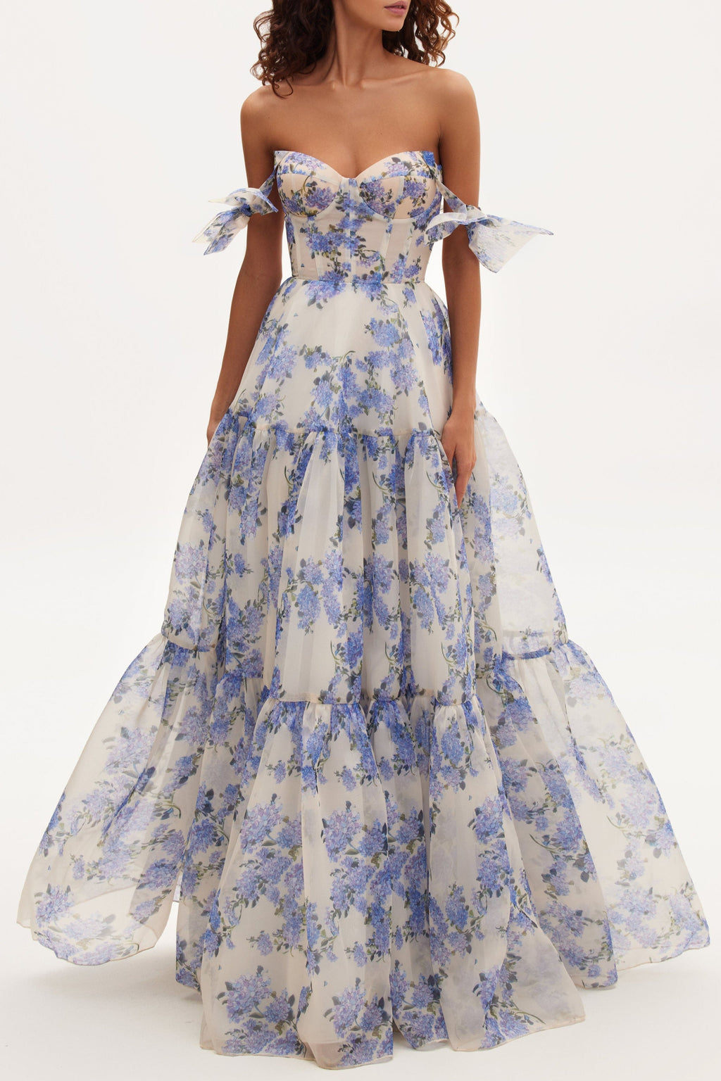 Hydrangea Tender floral maxi tie-strap dress Avalabel