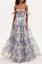 Hydrangea Tender floral maxi tie-strap dress Avalabel