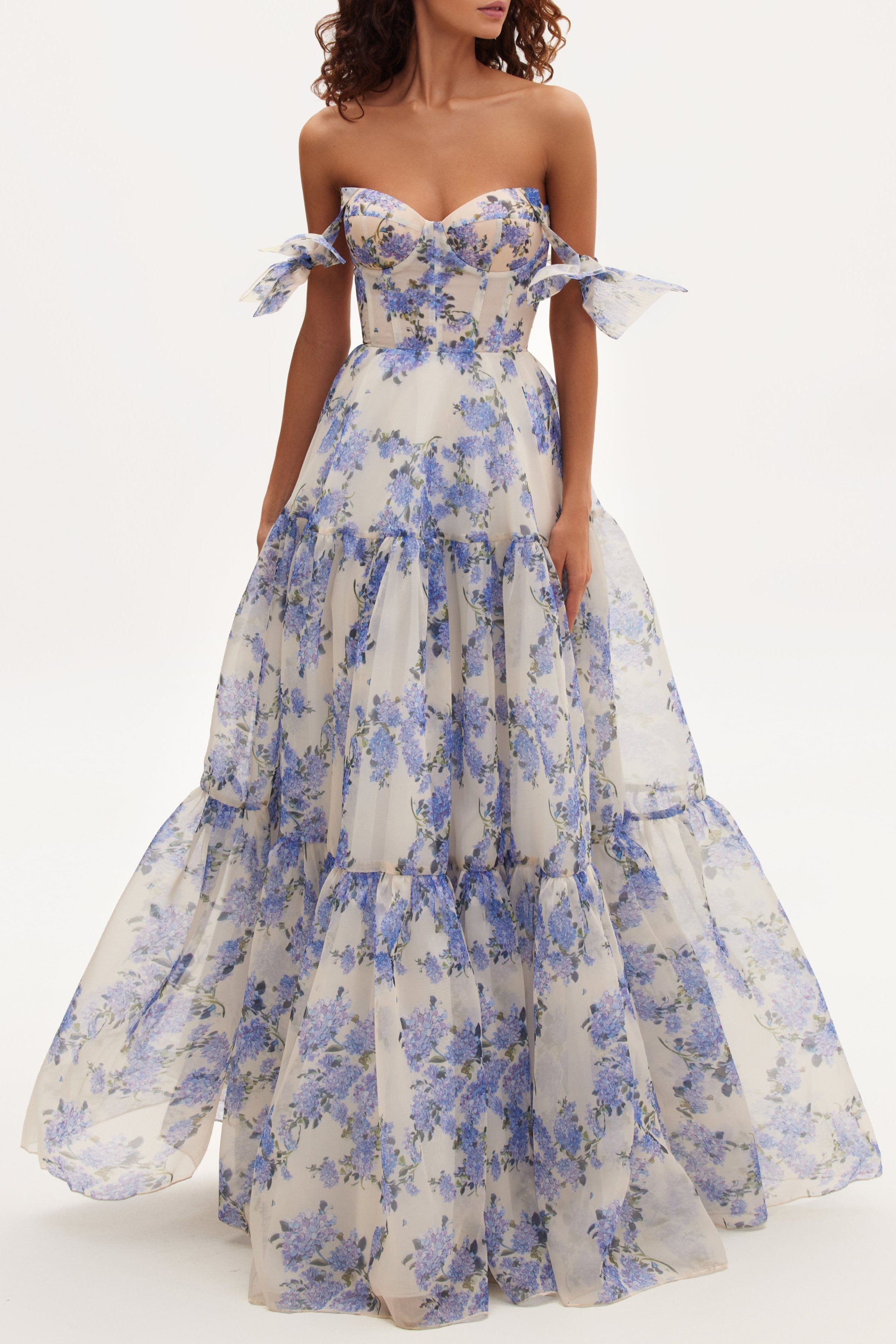 Hydrangea Tender floral maxi tie-strap dress Avalabel