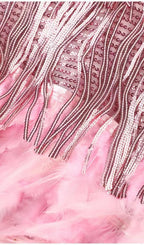 PINK TASSEL FEATHER MINI DRESS Avalabel