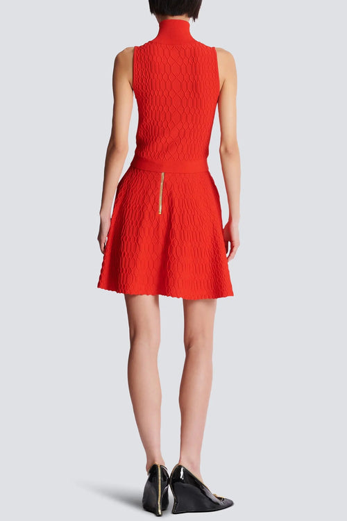 candance Sleeveless plaid Knit Top skirt set in red Avalabel