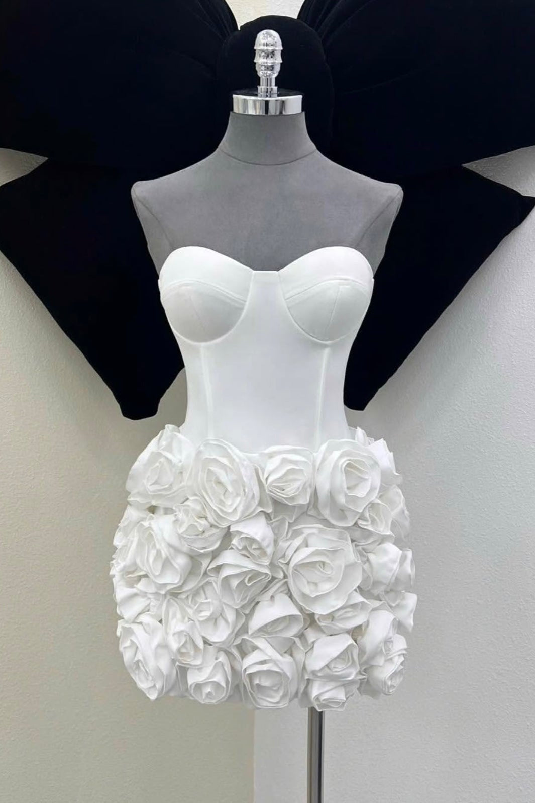 Chanelle Flower Mini Dress In White Avalabel