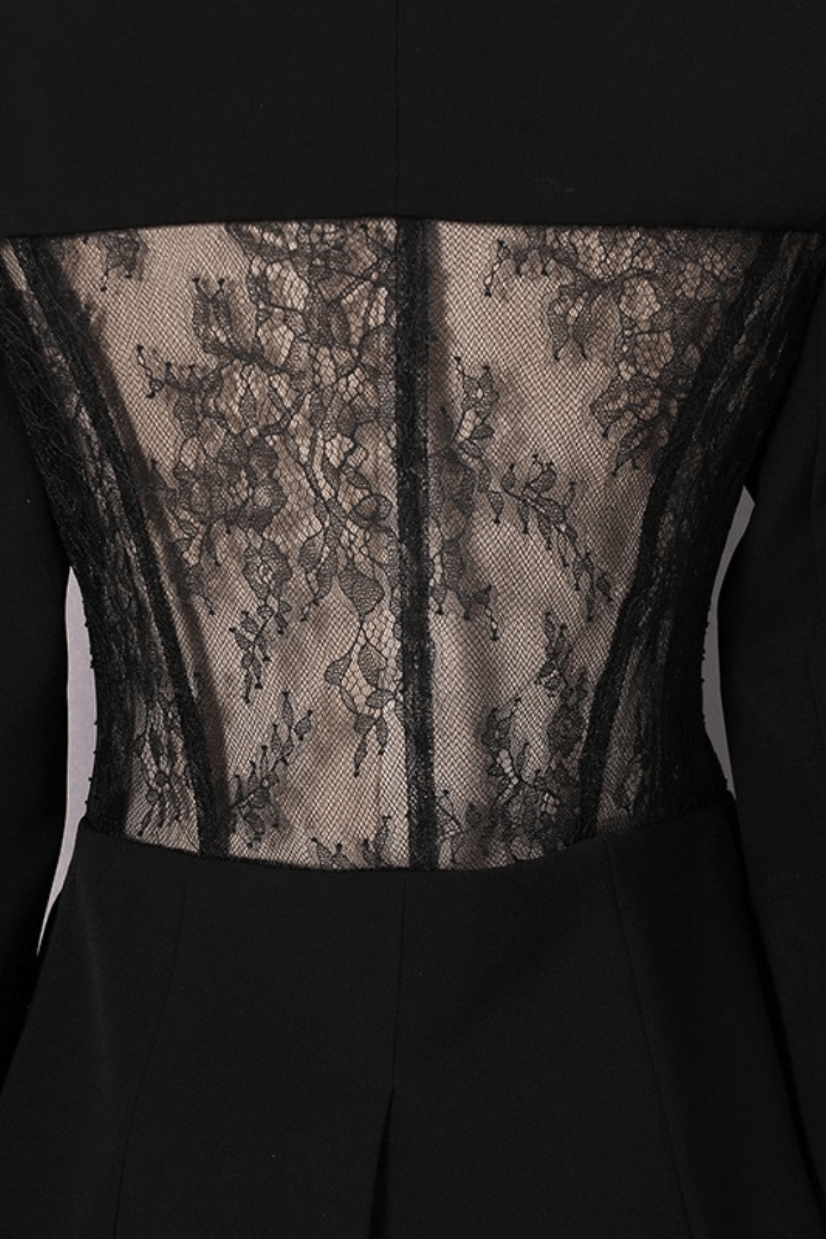 Black Lace Corset Panel Tailored Blazer Avalabel