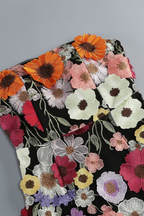 Willa Black Strapless 3D Floral Embroidered Dress Avalabel