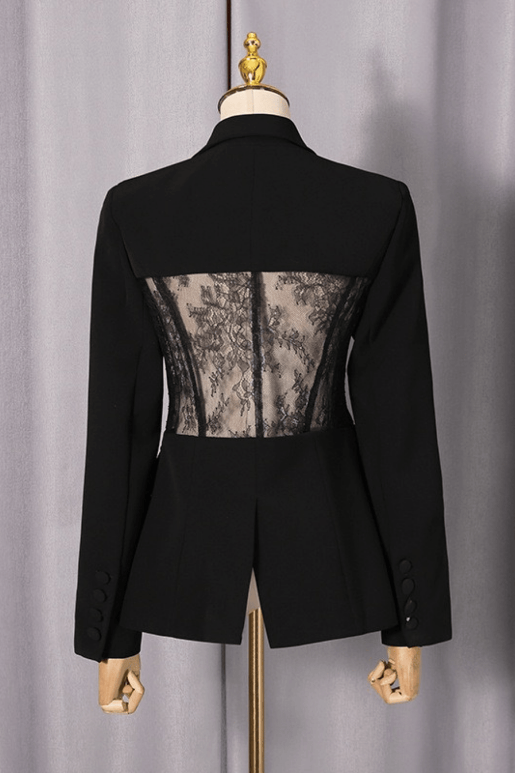 Black Lace Corset Panel Tailored Blazer Avalabel