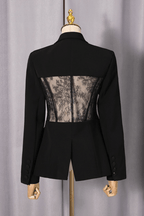 Black Lace Corset Panel Tailored Blazer Avalabel