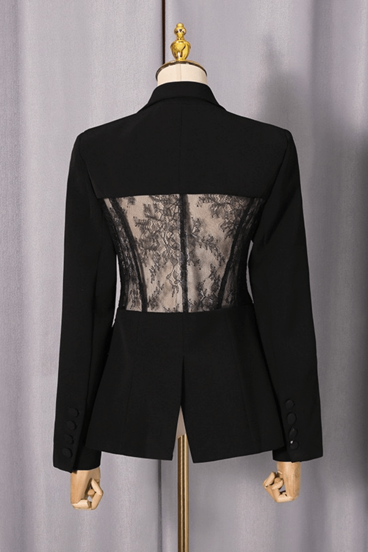 Black Lace Corset Panel Tailored Blazer Avalabel