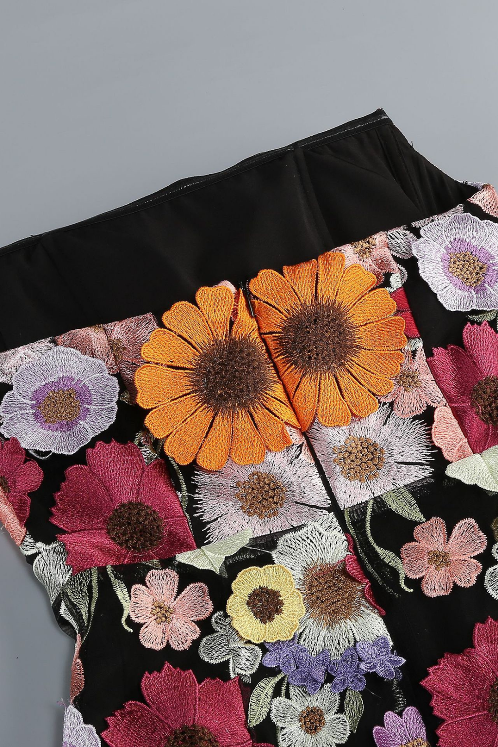 Willa Black Strapless 3D Floral Embroidered Dress Avalabel
