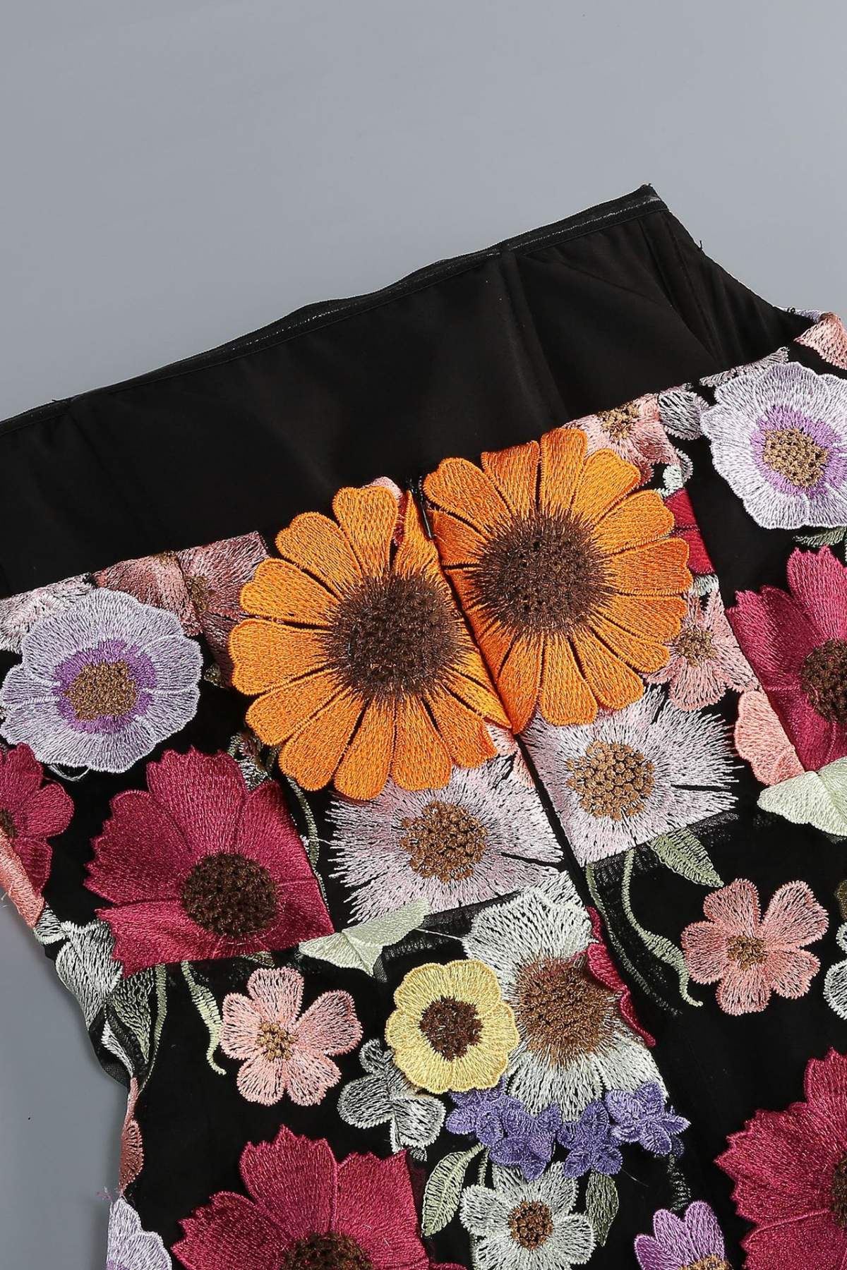 Willa Black Strapless 3D Floral Embroidered Dress Avalabel