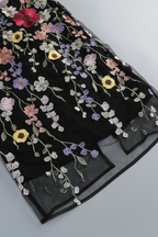 Willa Black Strapless 3D Floral Embroidered Dress Avalabel