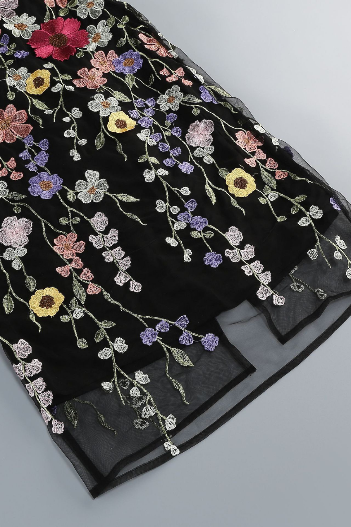 Willa Black Strapless 3D Floral Embroidered Dress Avalabel