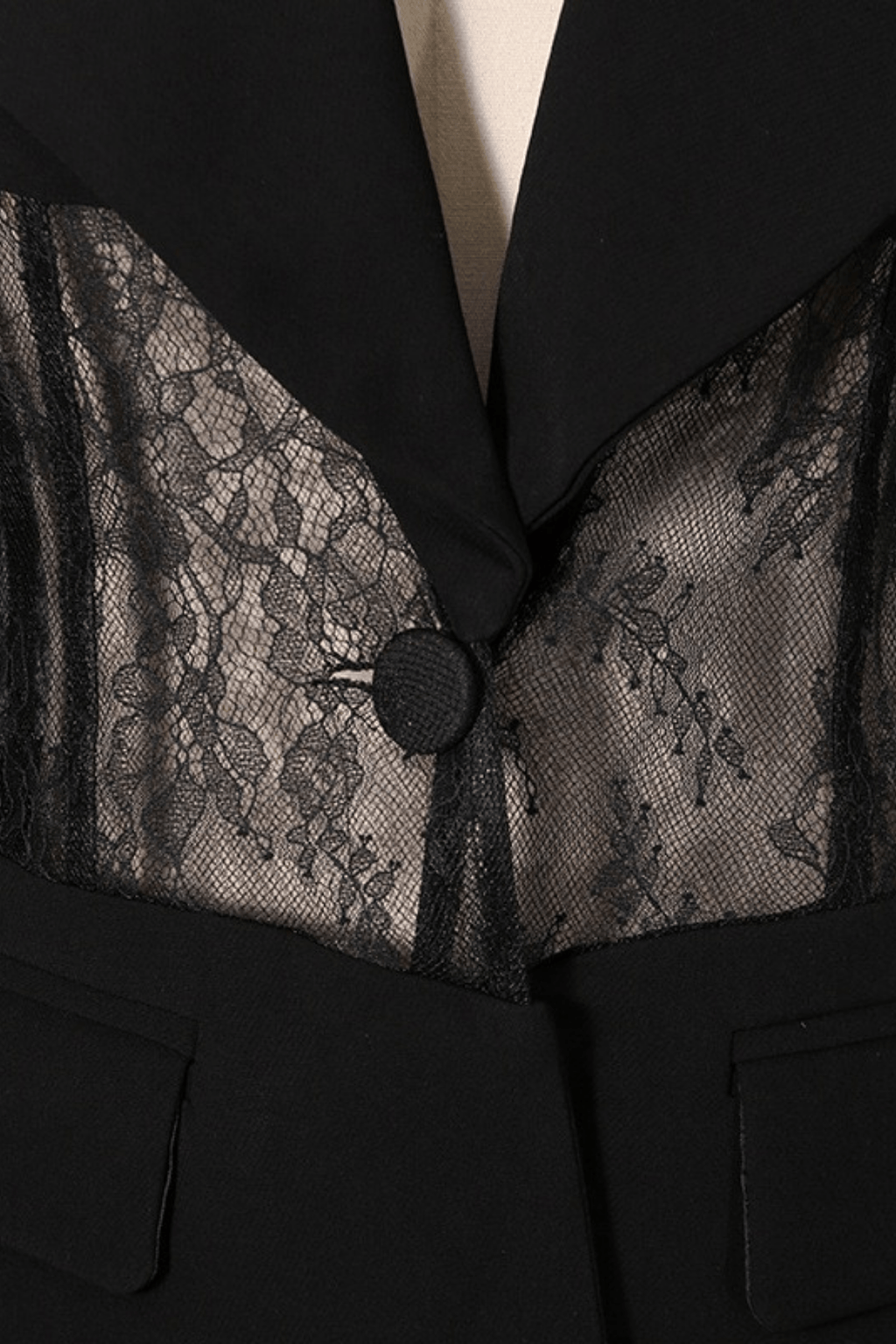 Black Lace Corset Panel Tailored Blazer Avalabel