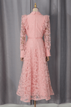 Taylor Collared Ruffle Lace Long Sleeve Dress Avalabel