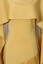 Trista Yellow Cape Fringe Maxi Evening Gown Avalabel