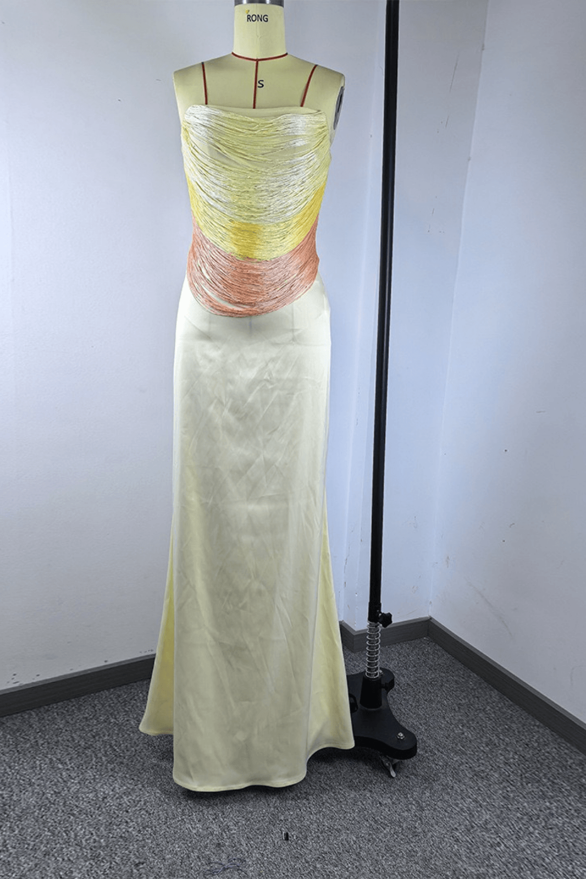 Pamela Ivory Strapless Ruched Draped Maxi Dress Avalabel