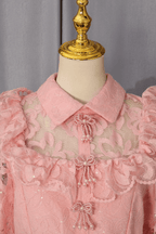 Taylor Collared Ruffle Lace Long Sleeve Dress Avalabel