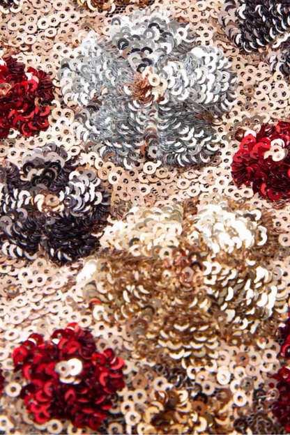 Willa Spaghetti Strap Floral Sequin Bodycon Midi Dress