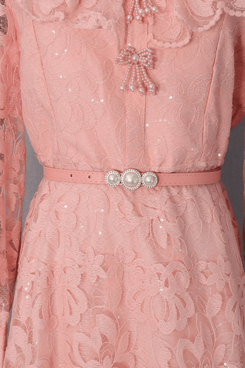 Taylor Collared Ruffle Lace Long Sleeve Dress Avalabel