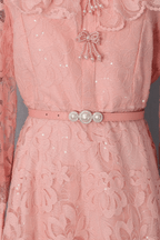Taylor Collared Ruffle Lace Long Sleeve Dress Avalabel