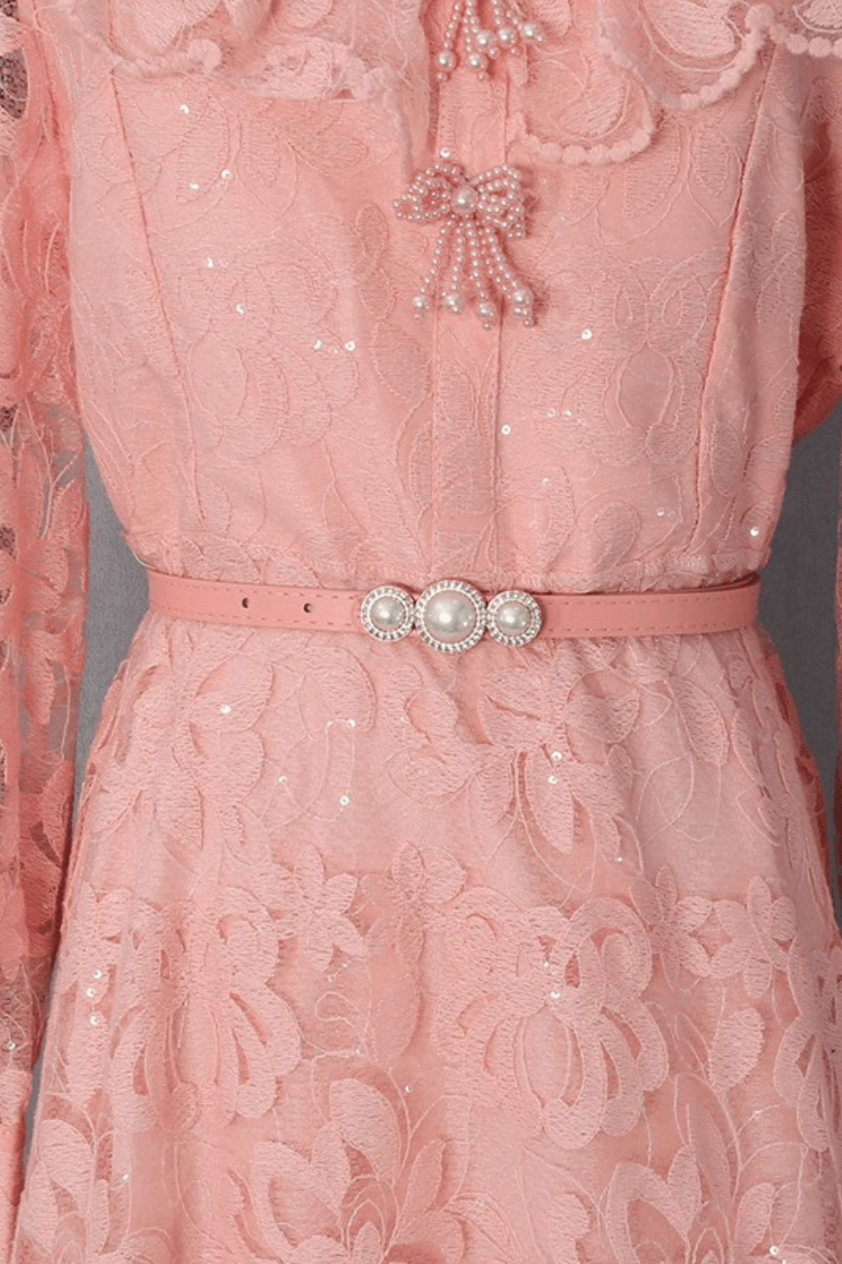 Taylor Collared Ruffle Lace Long Sleeve Dress Avalabel