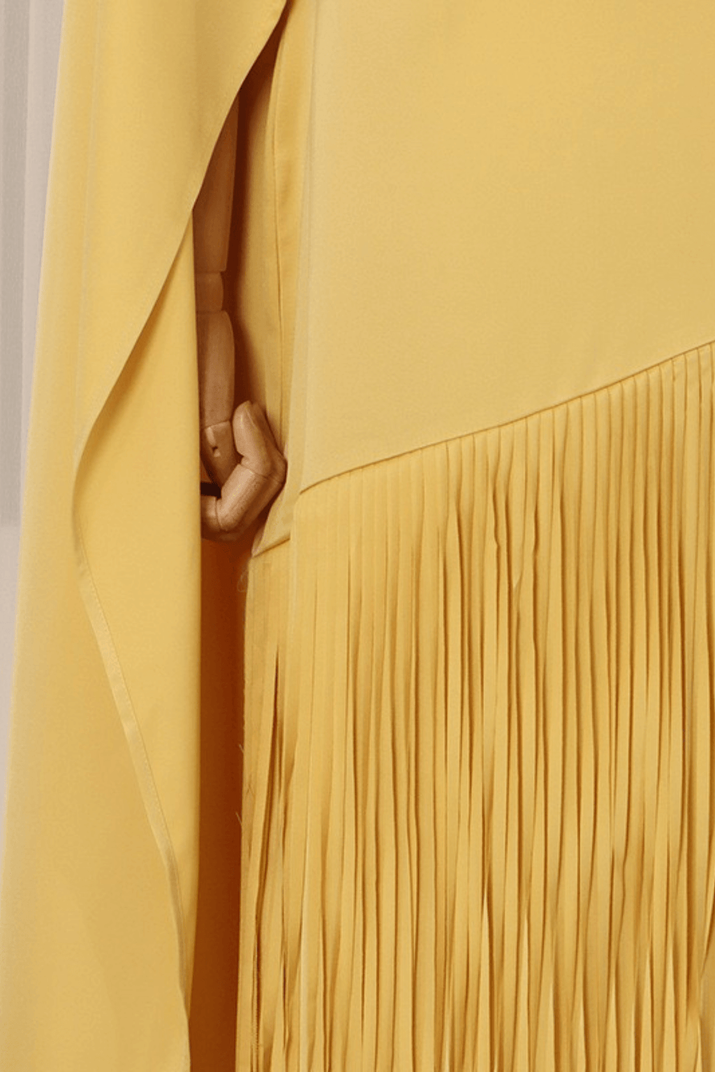 Trista Yellow Cape Fringe Maxi Evening Gown Avalabel