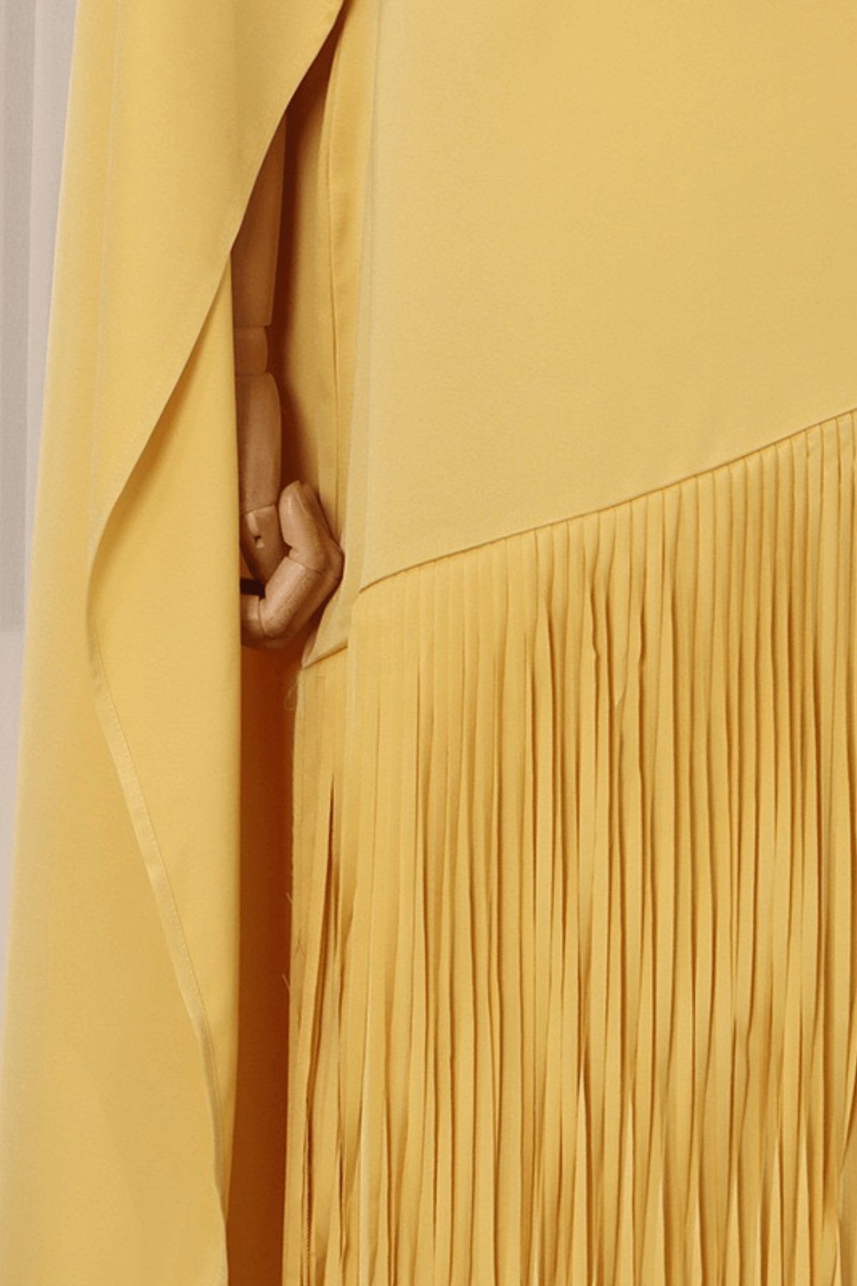 Trista Yellow Cape Fringe Maxi Evening Gown Avalabel