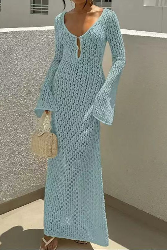 Eyelet Knit Maxi Dress Avalabel