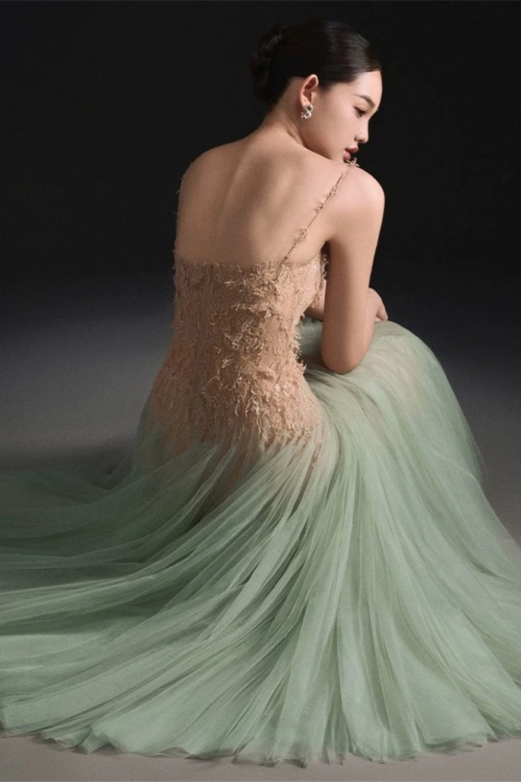 Liora Fairy Puffy Tulle Slip Midi Dress Avalabel