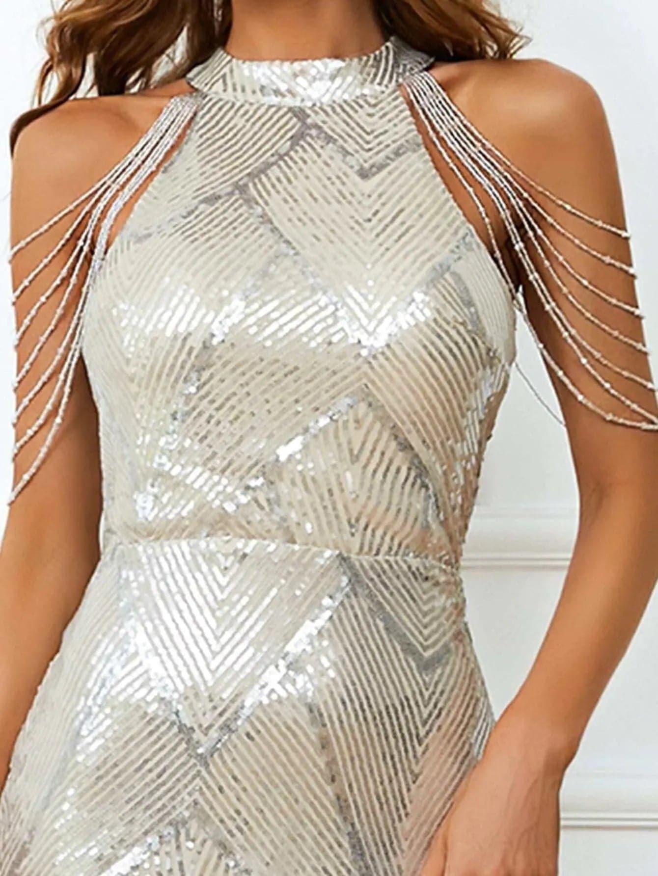 Liora Sequin Chain Mermaid Prom Dress Avalabel