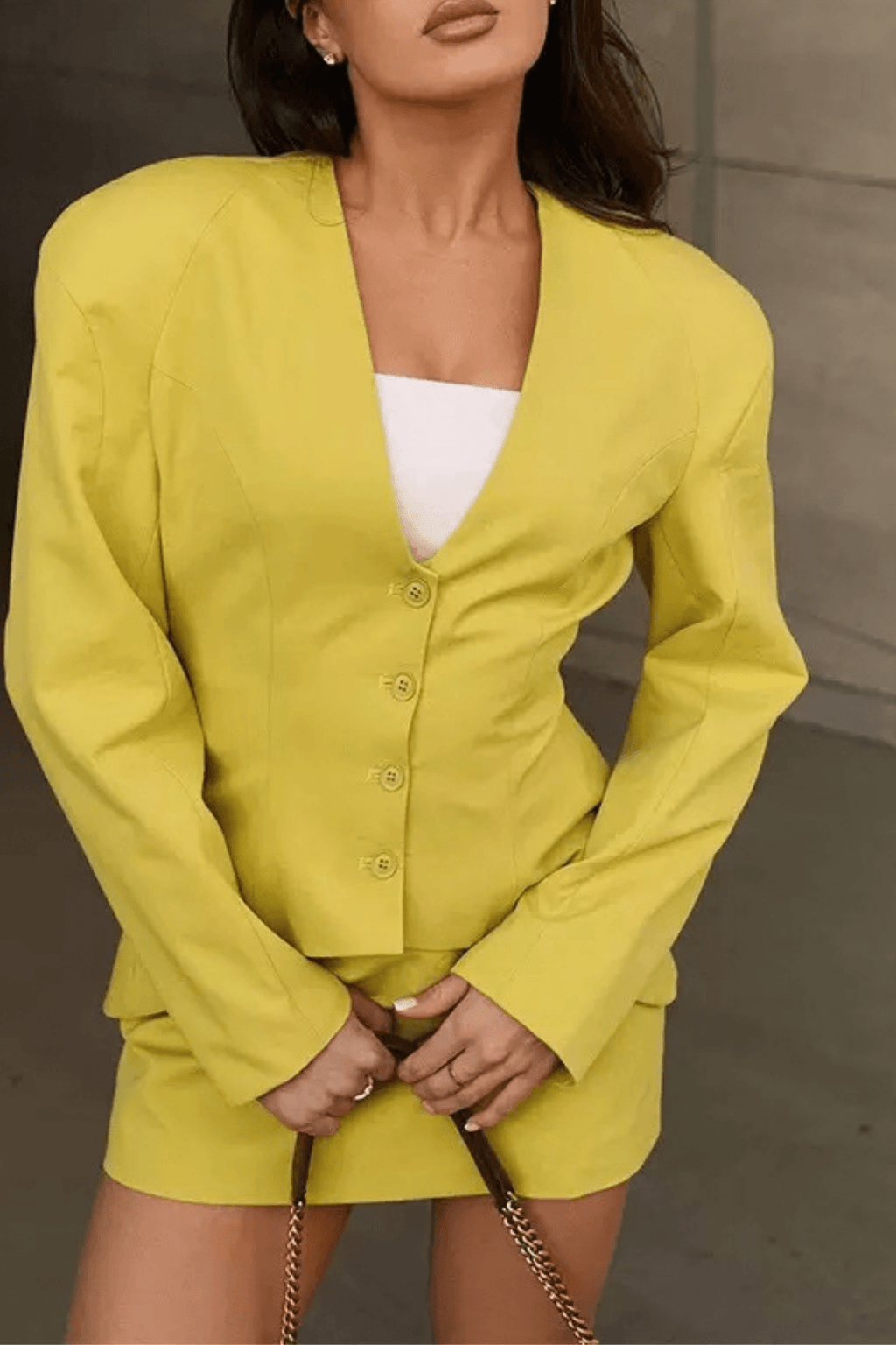 Golda Lime Blazer Mini Skirt Set Avalabel