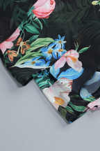 Nola Green Floral Spaghetti Strap Ruffle Slit  Dress Avalabel