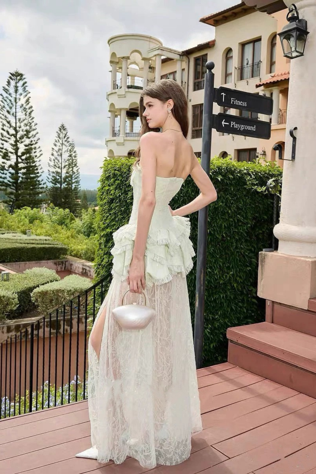 Elowen Strapless Ruffle Lace Maxi Fairy Dress Avalabel