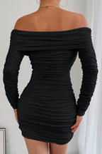Tessa Off Shoulder Ruched Bodycon Mini Dress Avalabel