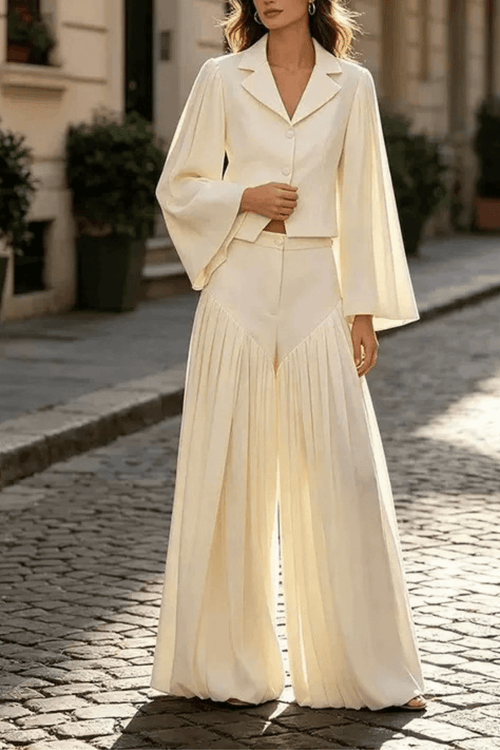 Akira Blazer Pleated Wide Leg Pants Set Avalabel