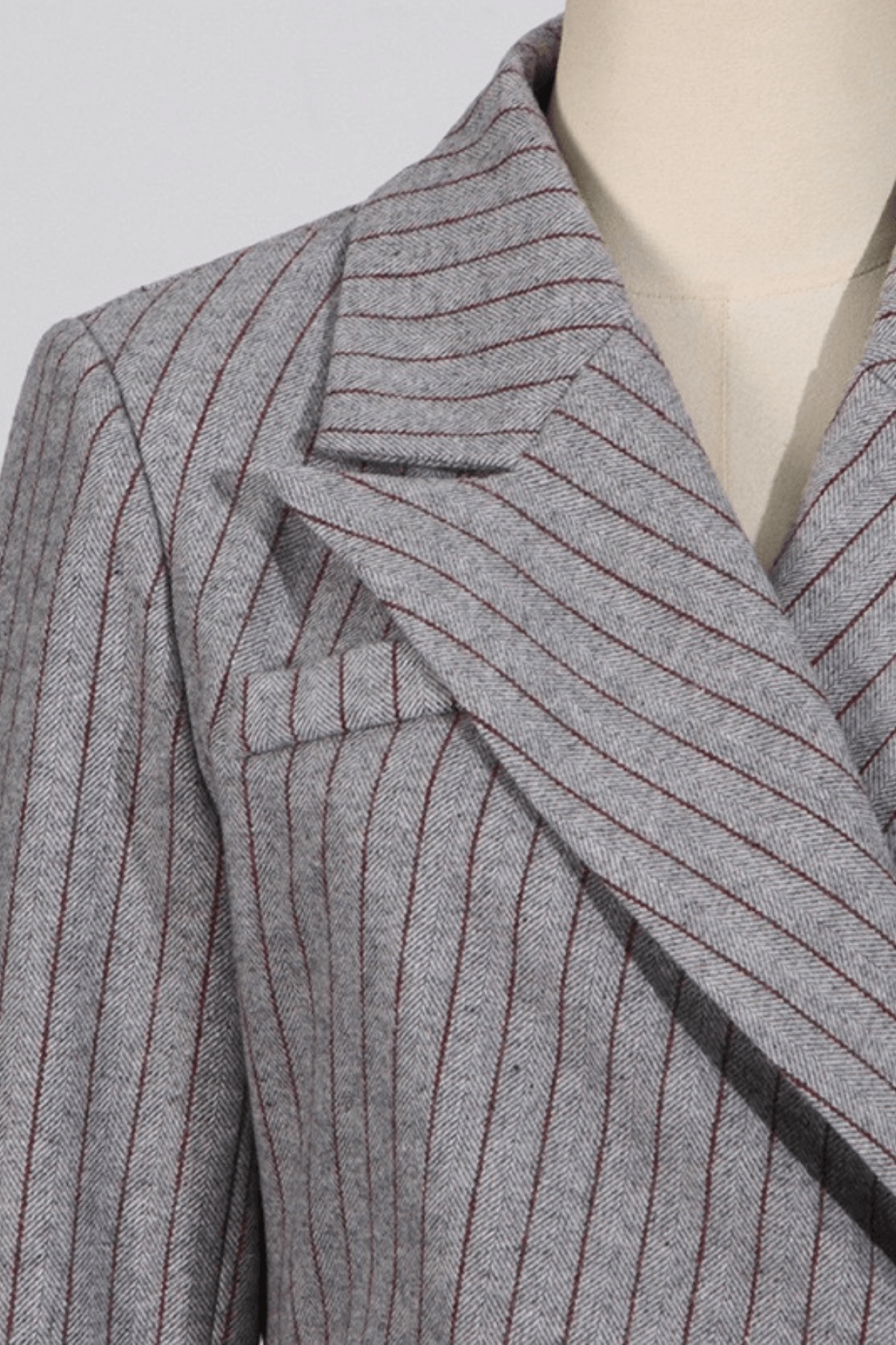 Joe Grey Pinstripe Asymmetric Wool Blend Blazer Avalabel