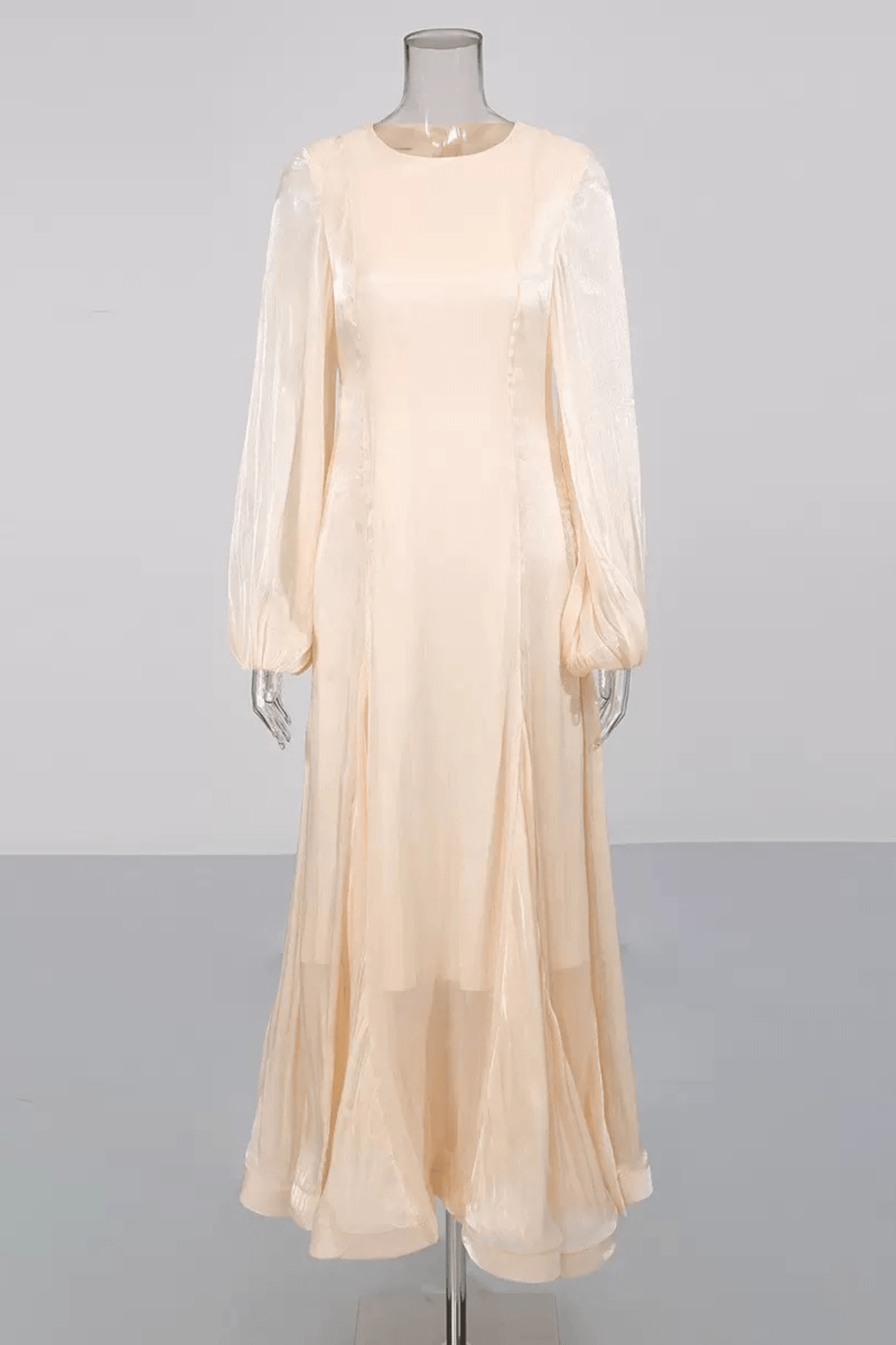 Vera Satin Lantern Sleeve Fishtail Midi Dress Avalabel