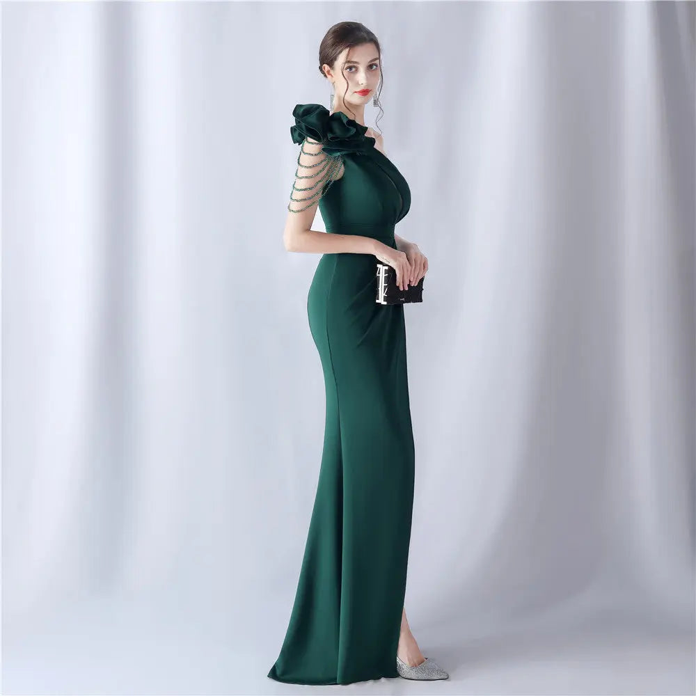 Crafted Flower With Beading Formal Dress Avalabel