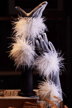 Fluffy Feather Decor Sheer Tulle Long Gloves Avalabel