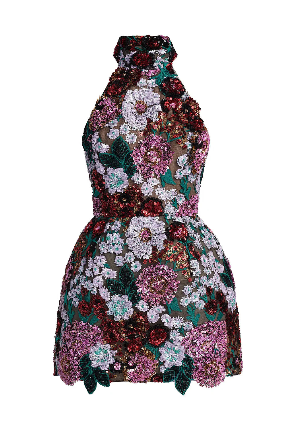 Violet Open-Back Embroidered Mini Dress Avalabel