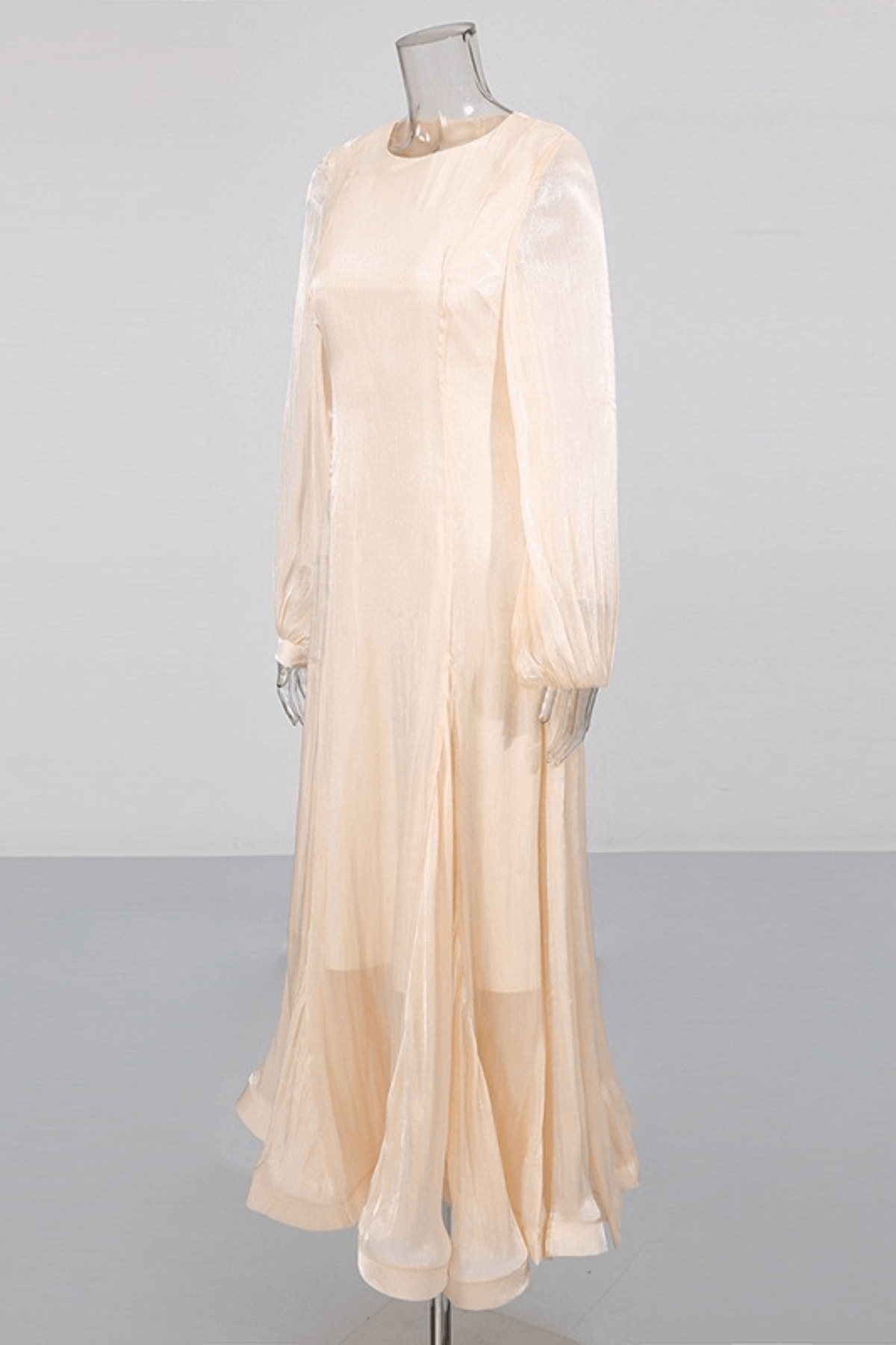 Vera Satin Lantern Sleeve Fishtail Midi Dress Avalabel